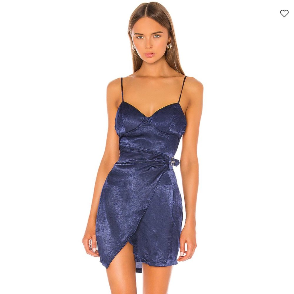 Superdown Zora Belted Mini Dress Navy Blue Small Sweetheart